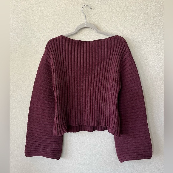 Sage The Label Greater Good Boat Neck Ribbed Sweater in Red Women's Size S - Picture 10 of 12